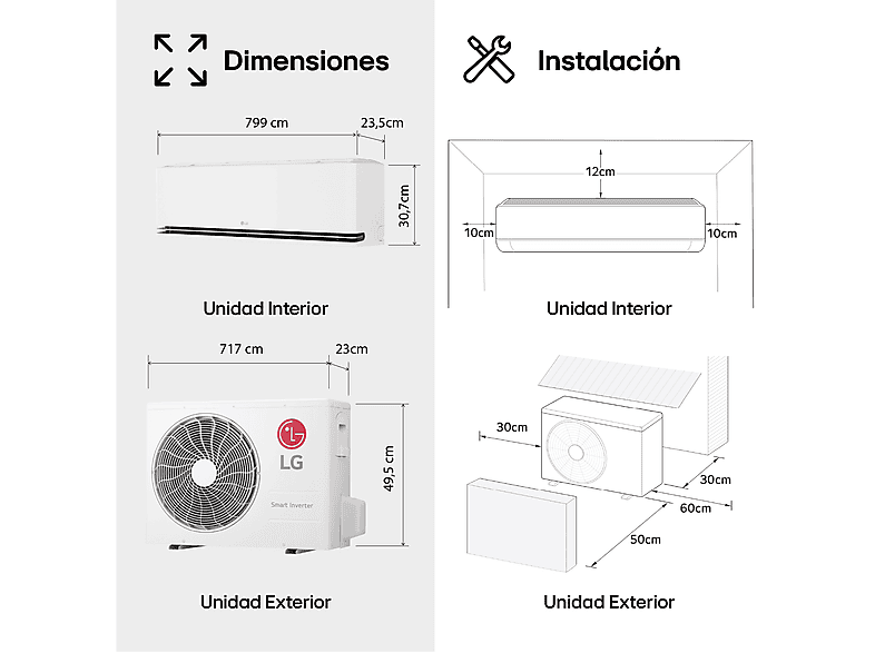 Aire acondicionado Split 1 x 1 LG en color Blanco de 2150 fg/h — foto 3