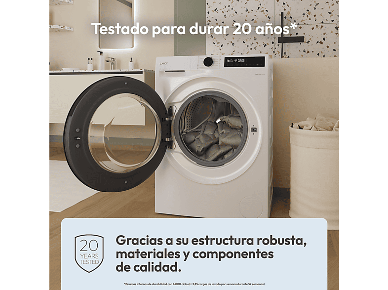 Lavadora carga frontal CANDY en color Blanco de 8 kg — foto 5