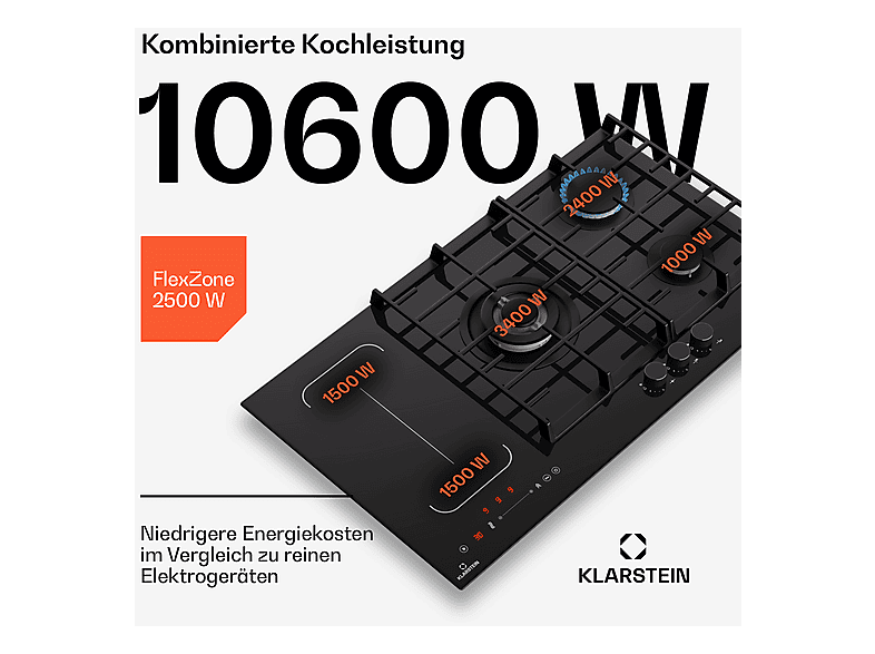 Placa de gas KLARSTEIN en color Negro (mod. MultiChef 5 inducción) — foto 3