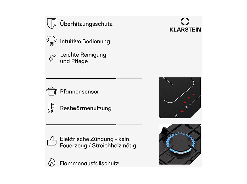 Placa de gas KLARSTEIN en color Negro (mod. MultiChef 5 inducción) — foto 4