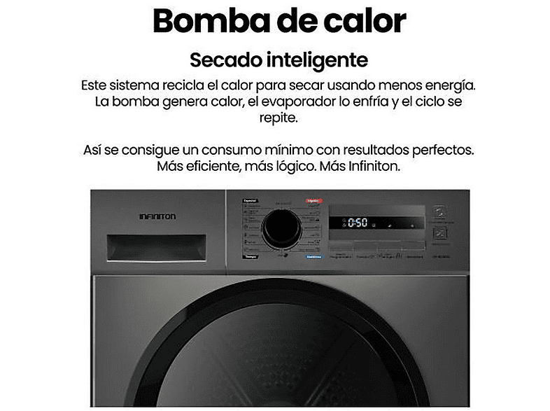 Secadora Bomba de Calor INFINITON en color Dark Inox, 8 kg — foto 6