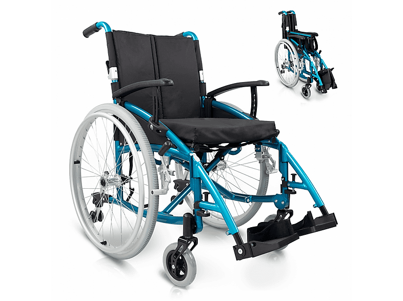 Silla de ruedas MOBICLINIC en color Turquesa, Aluminio