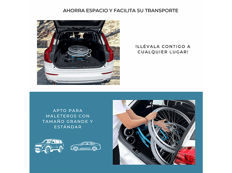 Silla de ruedas MOBICLINIC en color Turquesa, Aluminio — foto 4