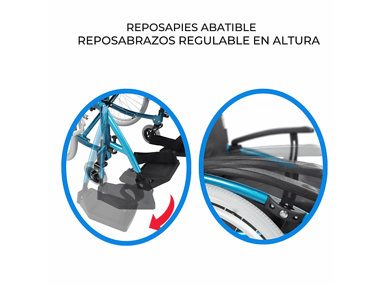 Silla de ruedas MOBICLINIC en color Turquesa, Aluminio — foto 7