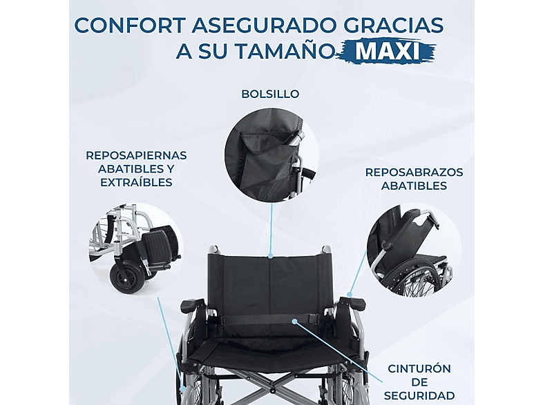 MOBICLINIC Silla de ruedas 35 cm (mod. Bariatrica) en color Negro — foto 7