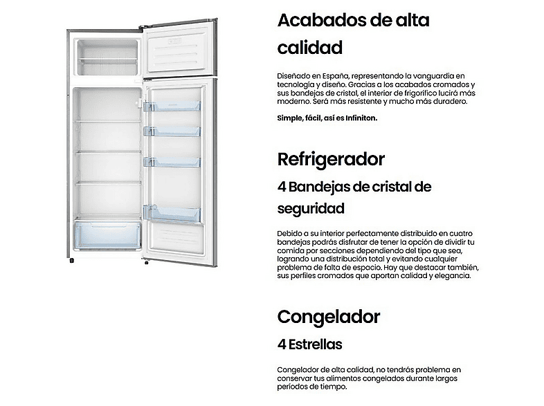 Frigorifico dos puertas INFINITON en color Inox de Altura 160 cm — foto 3