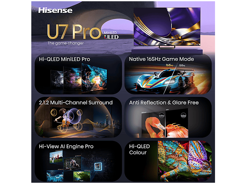 TV Mini LED 55" HISENSE en color Black, UHD 4K — foto 3