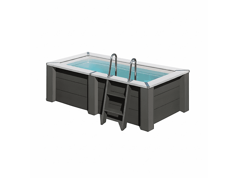 Piscina elevada GRE con Desinfección con cloro en color Antracita