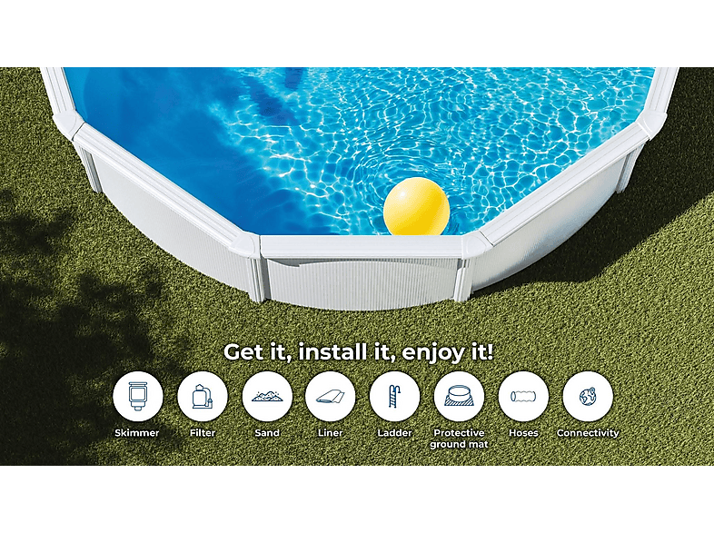 Piscina elevada GRE — Desinfección con cloro y 120 cm (mod. Wet circular chapa blanca) — foto 4