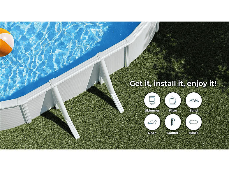 Piscina elevada GRE en color Blanco (mod. Wet ovalada chapa blanca) — foto 3