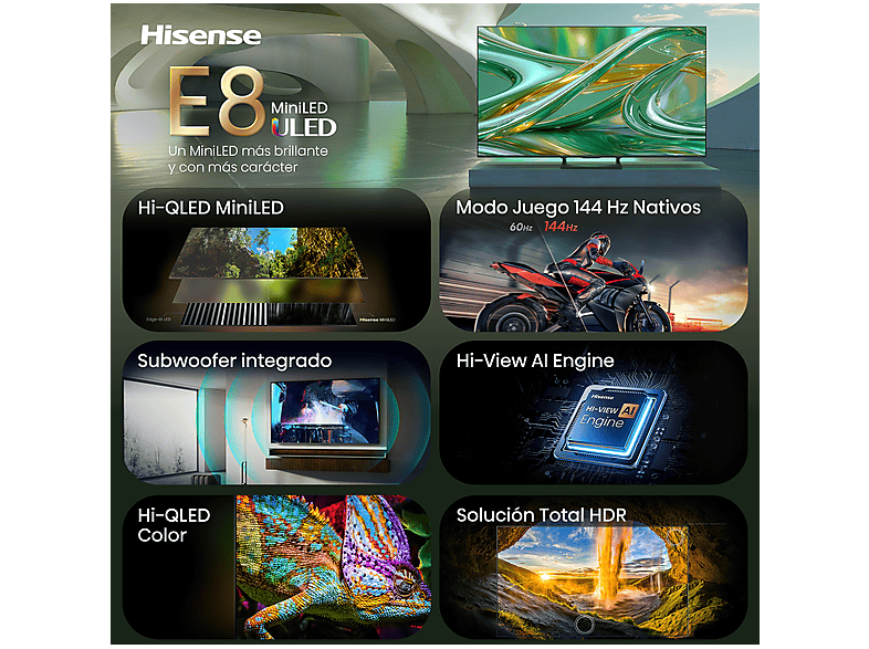 HISENSE TV Mini LED 85" UHD 4K (mod. 85E8S) en color Negro — foto 8