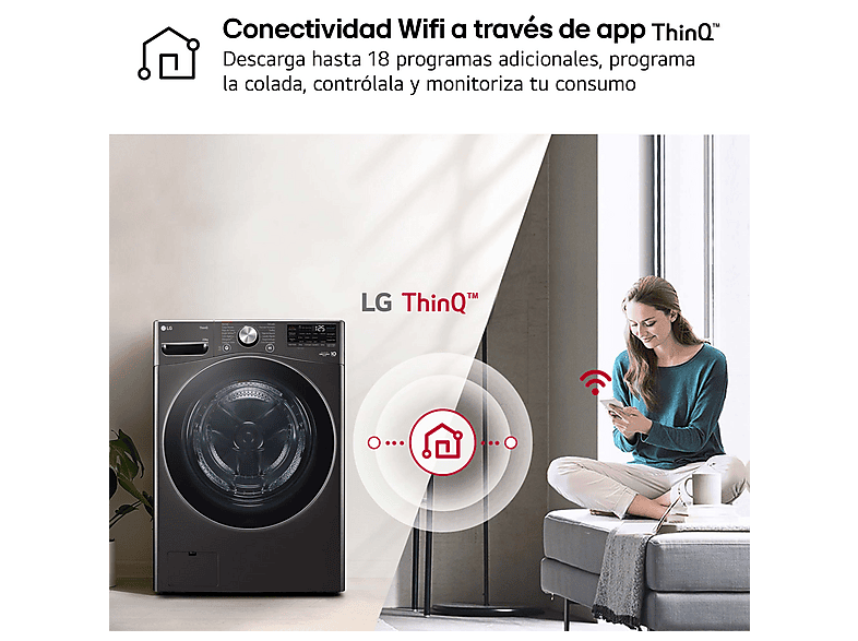 Lavadora carga frontal LG con 20 kg en color Acero negro — foto 9