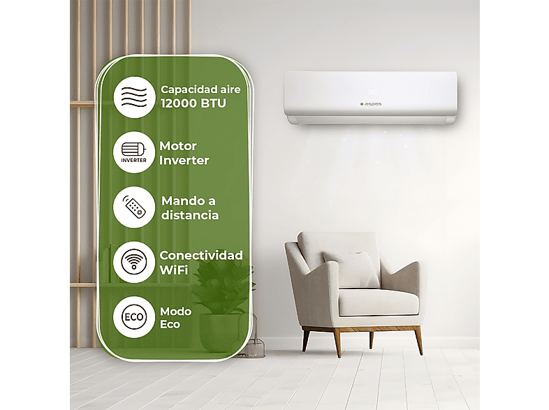 Aire acondicionado Split 1x1 ASPES en color Blanco de 12000 fg/h — foto 4
