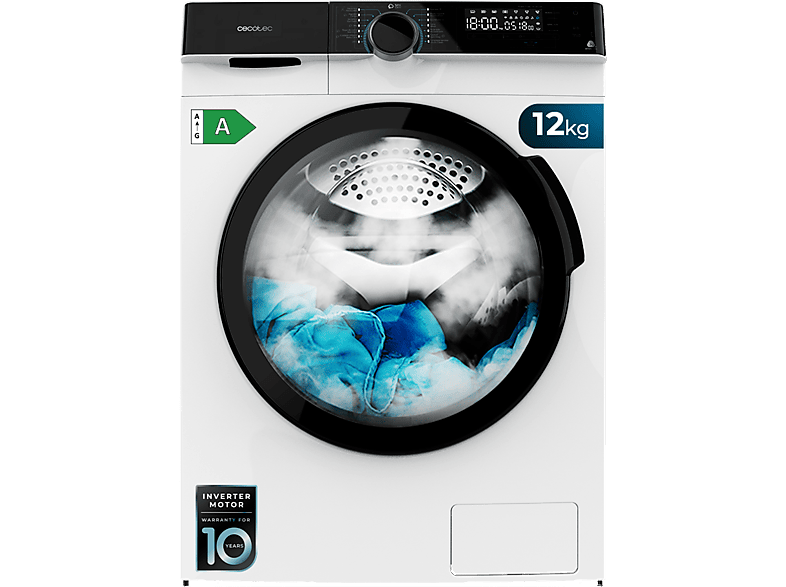 CECOTEC Lavadora carga frontal en color White — 12 kg y 1400 rpm