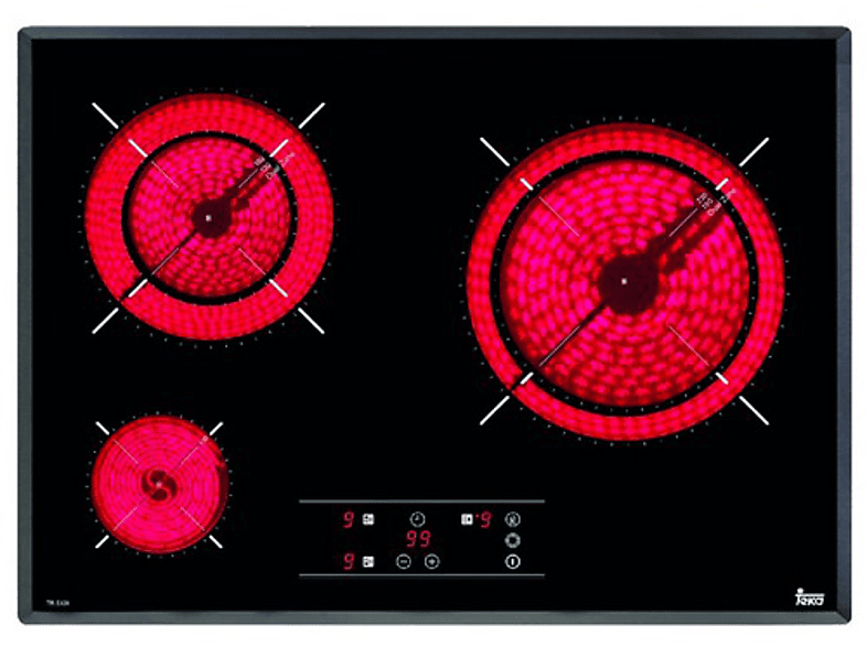TEKA Placa vitrocerámica en color Negro — 3 zonas y Zona grande 23 cm