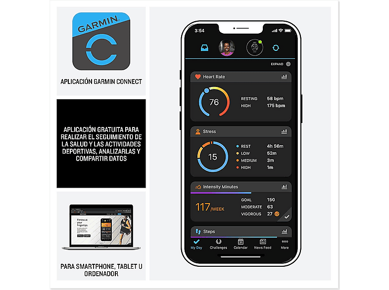 GARMIN Smartwatch PEBBLE GRAY AND SLATE (mod. VENU 3S) en color Negro — foto 4
