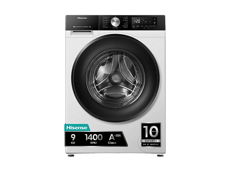 HISENSE Lavadora carga frontal 9 Kg en color Blanco