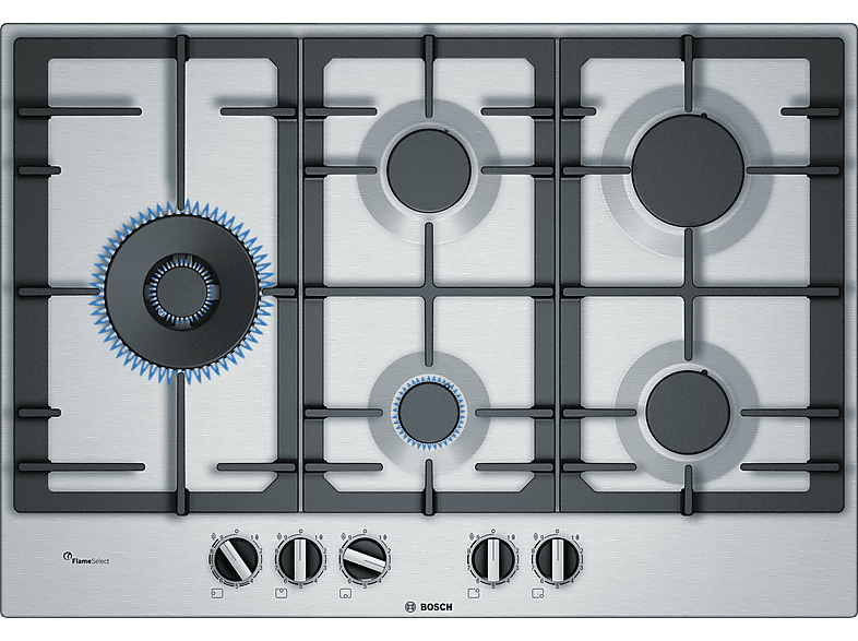 Placa de gas BOSCH con 5 zonas en color Inox