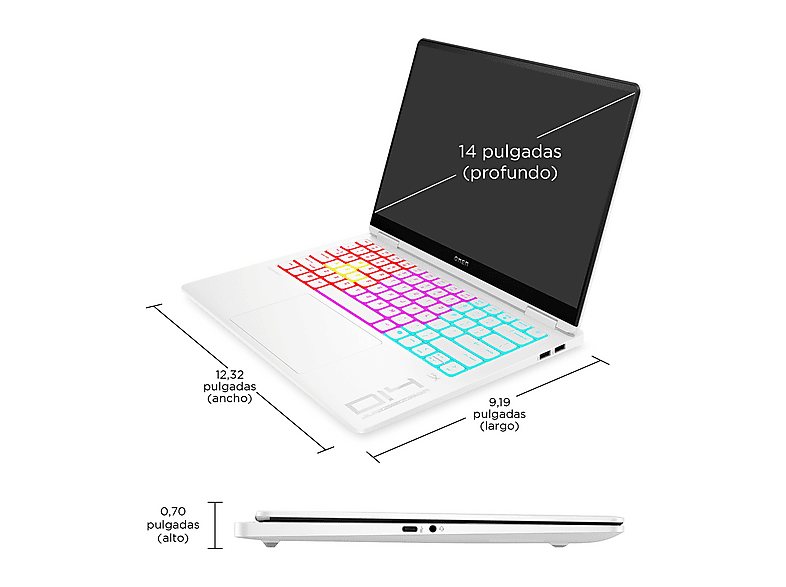 Portátil gaming HP en color Ceramic White de 14" 3K — foto 4