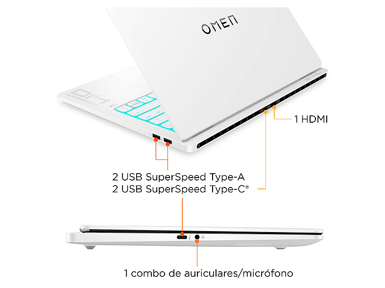 Portátil gaming HP en color Ceramic White de 14" 3K — foto 6