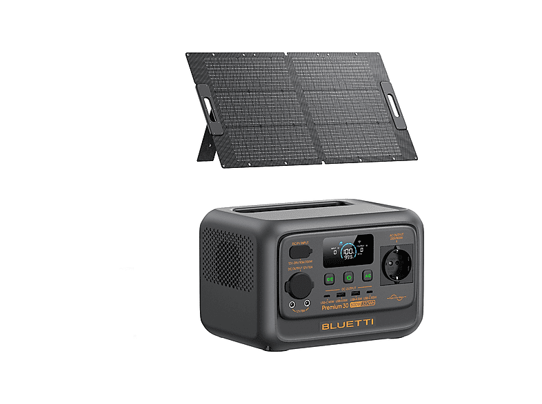 Estación de energía BLUETTI en color gris (mod. KIT Premium 30 V2+PV100)