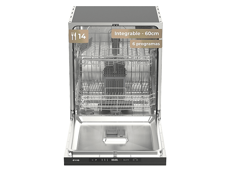 Lavavajillas integrable 60 cm EVVO con 6 programas en color Inox