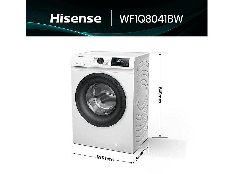 Lavadora carga frontal HISENSE con 8 kg en color Blanco — foto 3