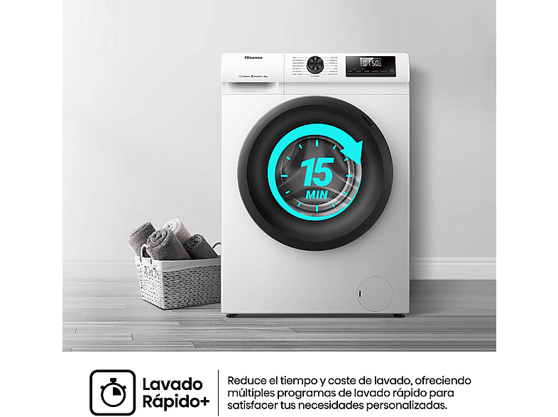 Lavadora carga frontal HISENSE con 8 kg en color Blanco — foto 7