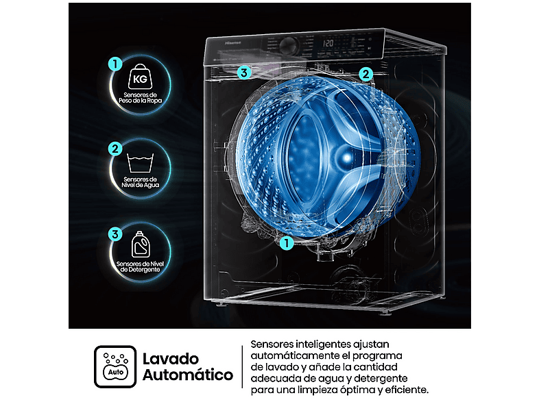 Lavadora carga frontal HISENSE con 8 kg en color Blanco — foto 9
