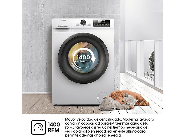 Lavadora carga frontal HISENSE con 8 kg en color Blanco — foto 11