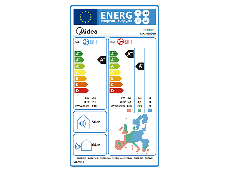 Aire acondicionado Split 1x1 MIDEA en color Blanco de Función Inverter — foto 4