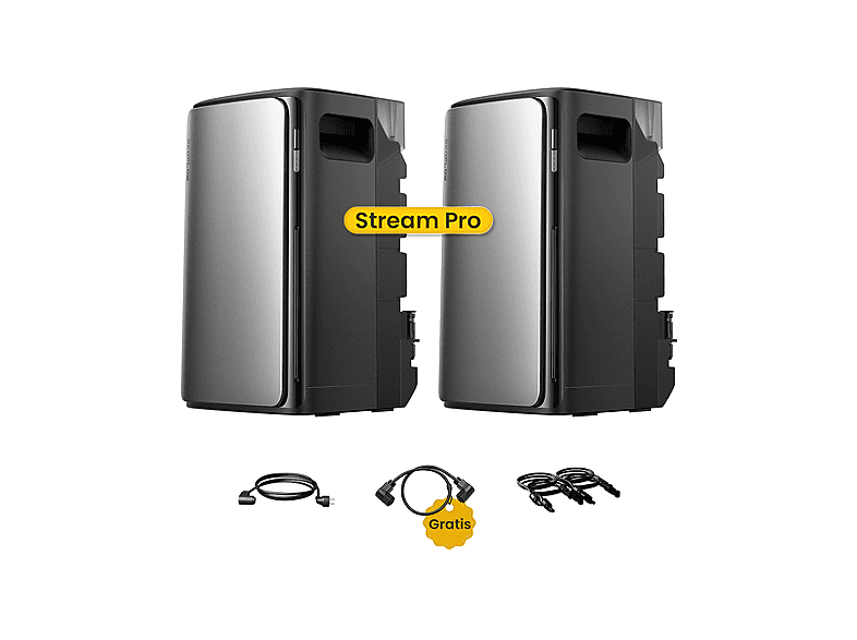 Kit solar ECOFLOW en color Negro (mod. 2×STREAM Pro con 1×)