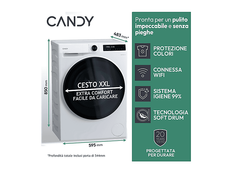CANDY Lavadora secadora en color Blanco — 9 kg + 5 kg y 9 kg — foto 3