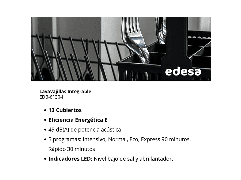 Lavavajillas Integrable 60 cm EDESA en color Blanco, 13 servicios — foto 10