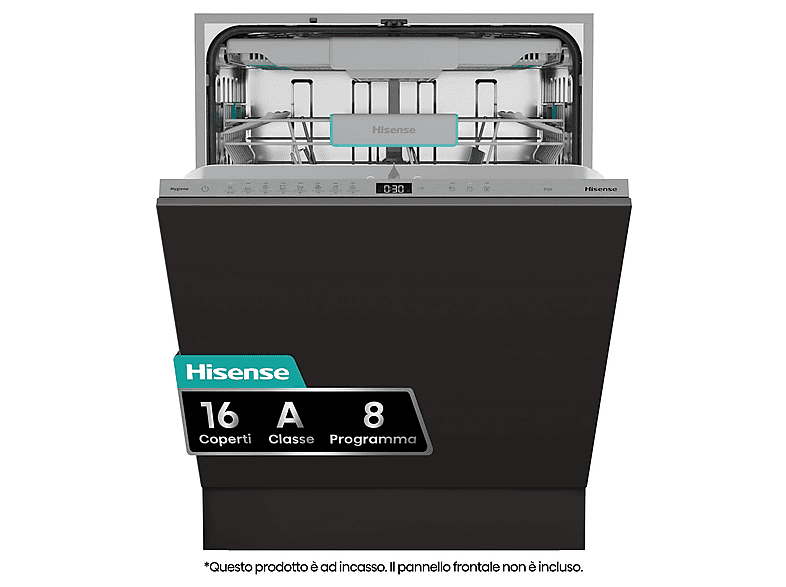 Lavavajillas integrable 60 cm HISENSE — 16 servicios y 8 programas