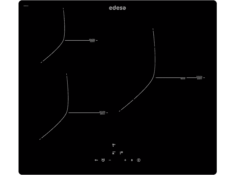 EDESA Placa de inducción en color Negro — 3 zonas y 590 mm