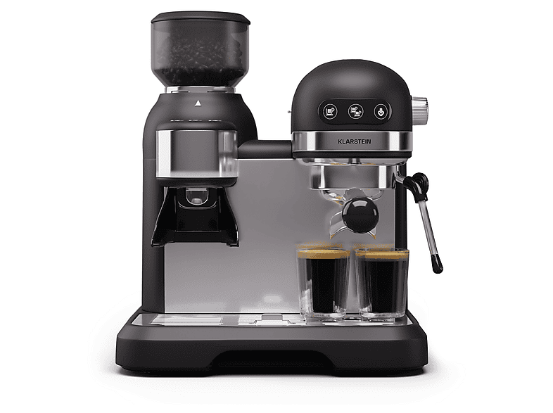 KLARSTEIN Cafetera espresso en color Negro — 1550 W y Depósito de agua interno