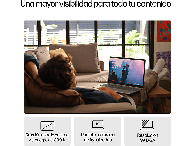 Portátil HP en color Celeste, 16" WUXGA — foto 6