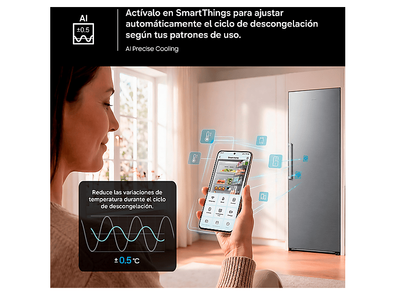 SAMSUNG Congelador vertical 323 l (mod. Bespoke AI RZ70H32HDFEF) en color Grafito — foto 11