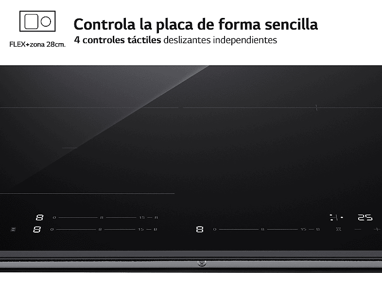 LG Placa inducción en color Cristal Negro — 3 Zonas y 1 Zona Flex — foto 4