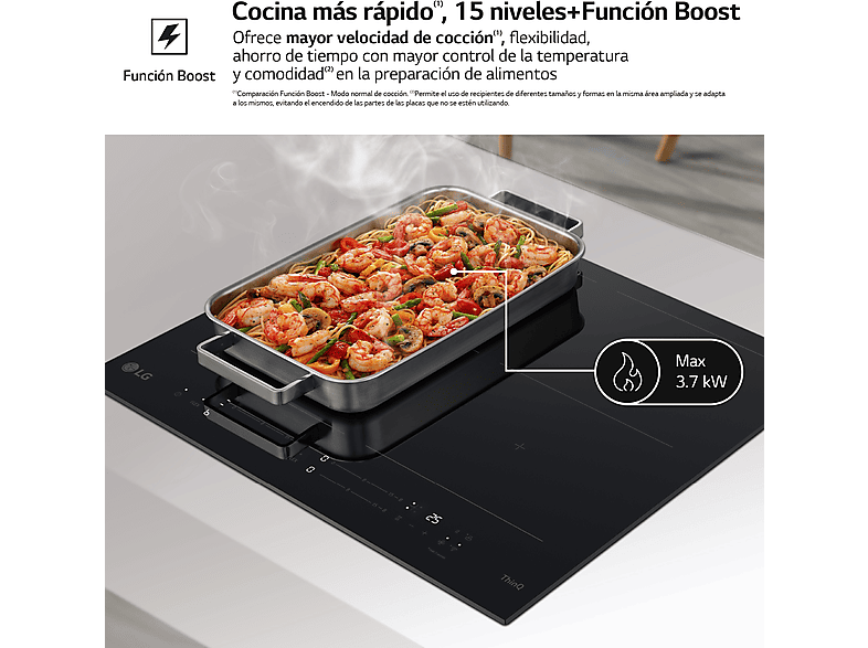 LG Placa inducción en color Cristal Negro — 3 Zonas y 1 Zona Flex — foto 6