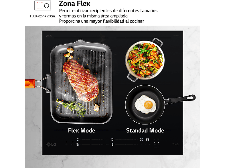 LG Placa inducción en color Cristal Negro — 3 Zonas y 1 Zona Flex — foto 7