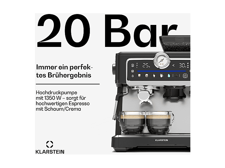 KLARSTEIN Cafetera espresso en color Negro (mod. GrandPressoTouch) — foto 3