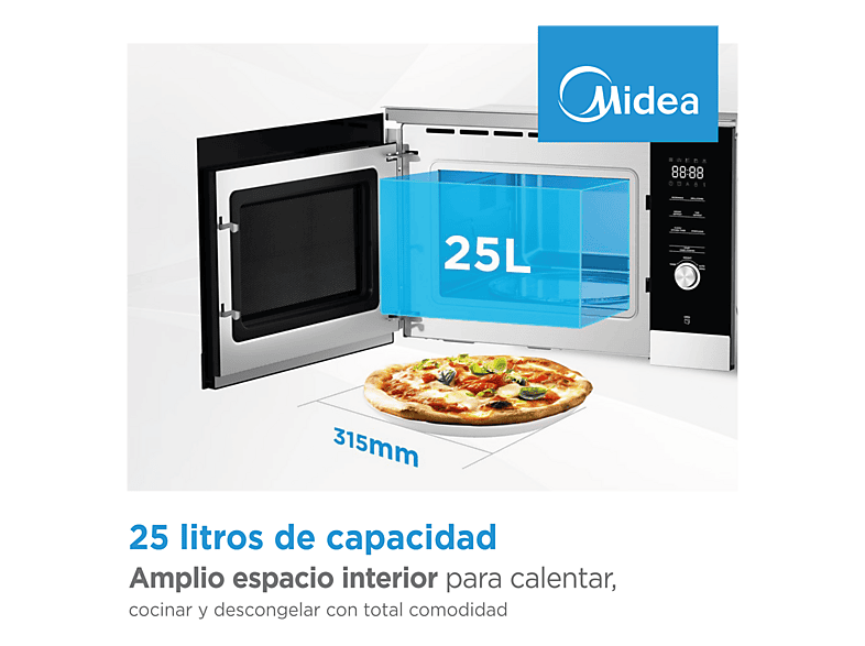 MIDEA Microondas con grill integrable en color Cristal Negro (mod. MBMTG925E-BK) — foto 8