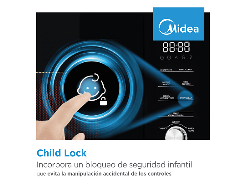 MIDEA Microondas con grill integrable en color Cristal Negro (mod. MBMTG925E-BK) — foto 13