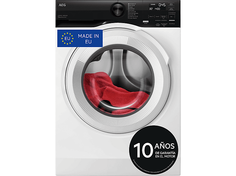 Lavadora carga frontal AEG en color Blanco de 10.5 kg