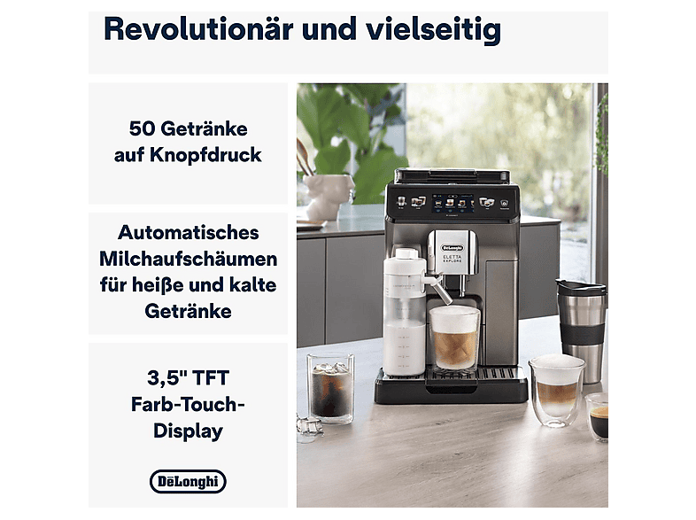 Cafetera express DELONGHI en color Inox + Preto (mod. ECAM 450.86.T) — foto 7