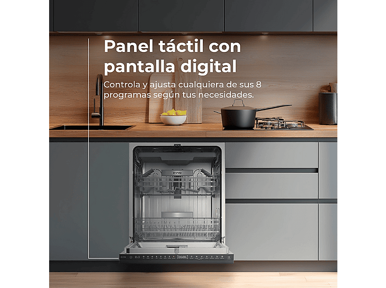 Lavavajillas integrable 60 cm EVVO con 8 programas en color Inox — foto 4