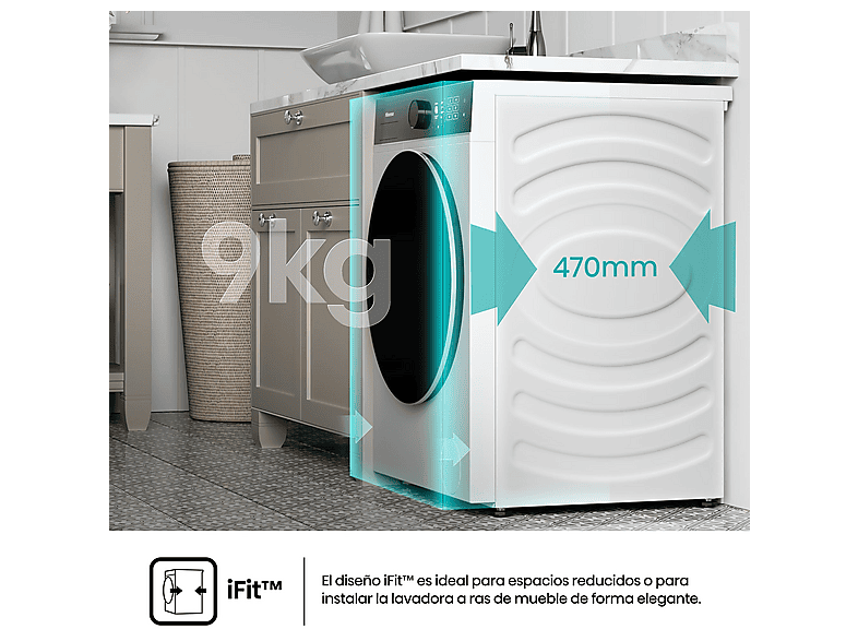 Lavadora carga frontal HISENSE con 9 kg en color Blanco — foto 7