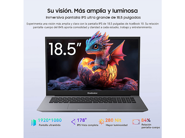Portátil BLACKVIEW en color Gris de 18,5 " Full-HD — foto 4